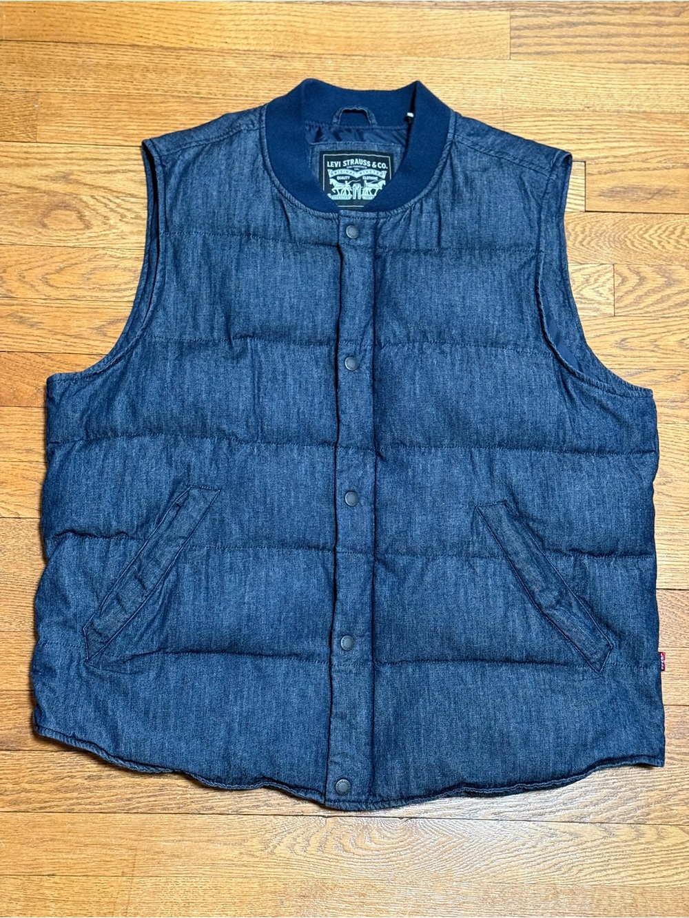 Levi's Navy Blue Quilted Denim Puffer Vest